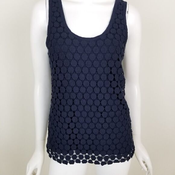 J. Crew Womens Size Small Navy Blue Tiered Dot Racerback Tank Top - Picture 4 of 8